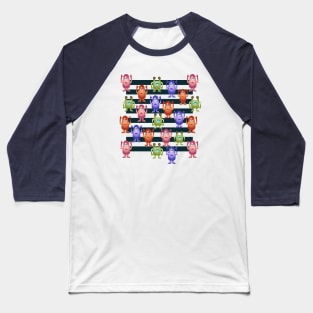 Bright pattern with nice monsters and stripes Baseball T-Shirt